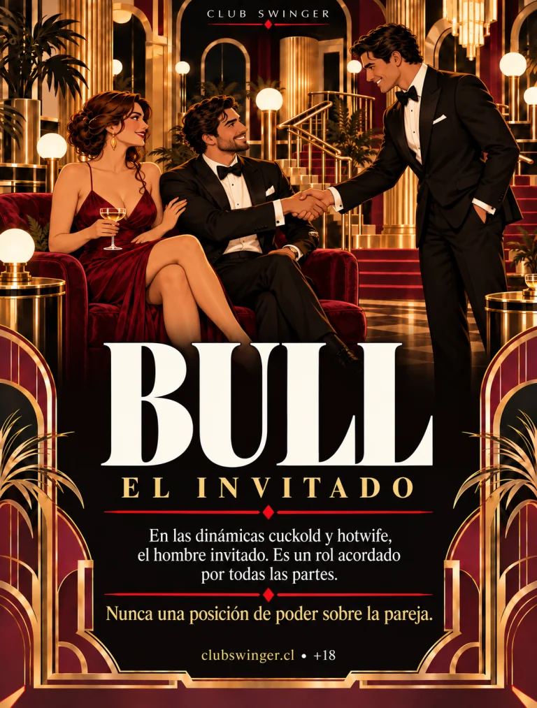 Infografía «Bull», el invitado: en las dinámicas cuckold y hotwife, el hombre invitado; un rol acordado por todas las partes, nunca una posición de poder sobre la pareja.