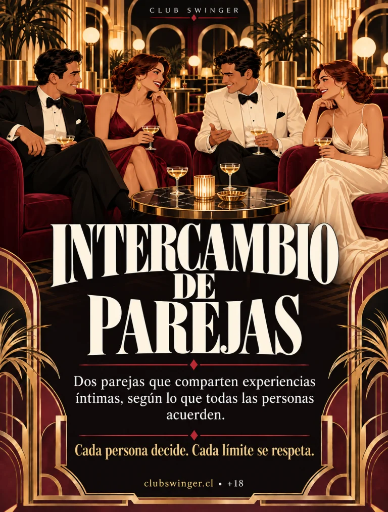 Infografía «Intercambio de parejas»: dos parejas que comparten experiencias íntimas según lo que todas las personas acuerden.