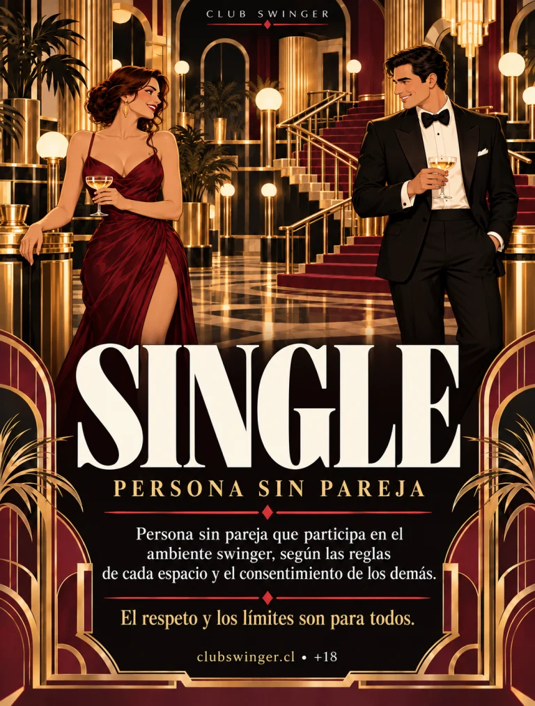 Infografía «Single»: persona sin pareja que participa en el ambiente swinger, según las reglas de cada espacio y el consentimiento de los demás.