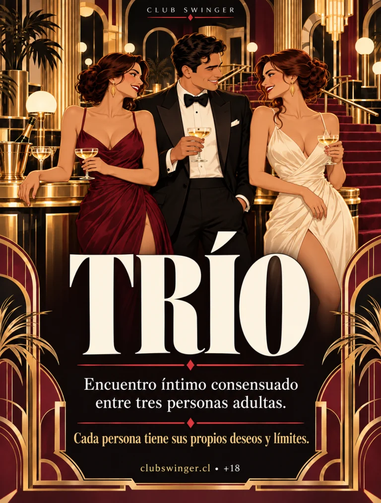 Infografía «Trío»: encuentro íntimo consensuado entre tres personas adultas, cada una con sus propios deseos y límites.